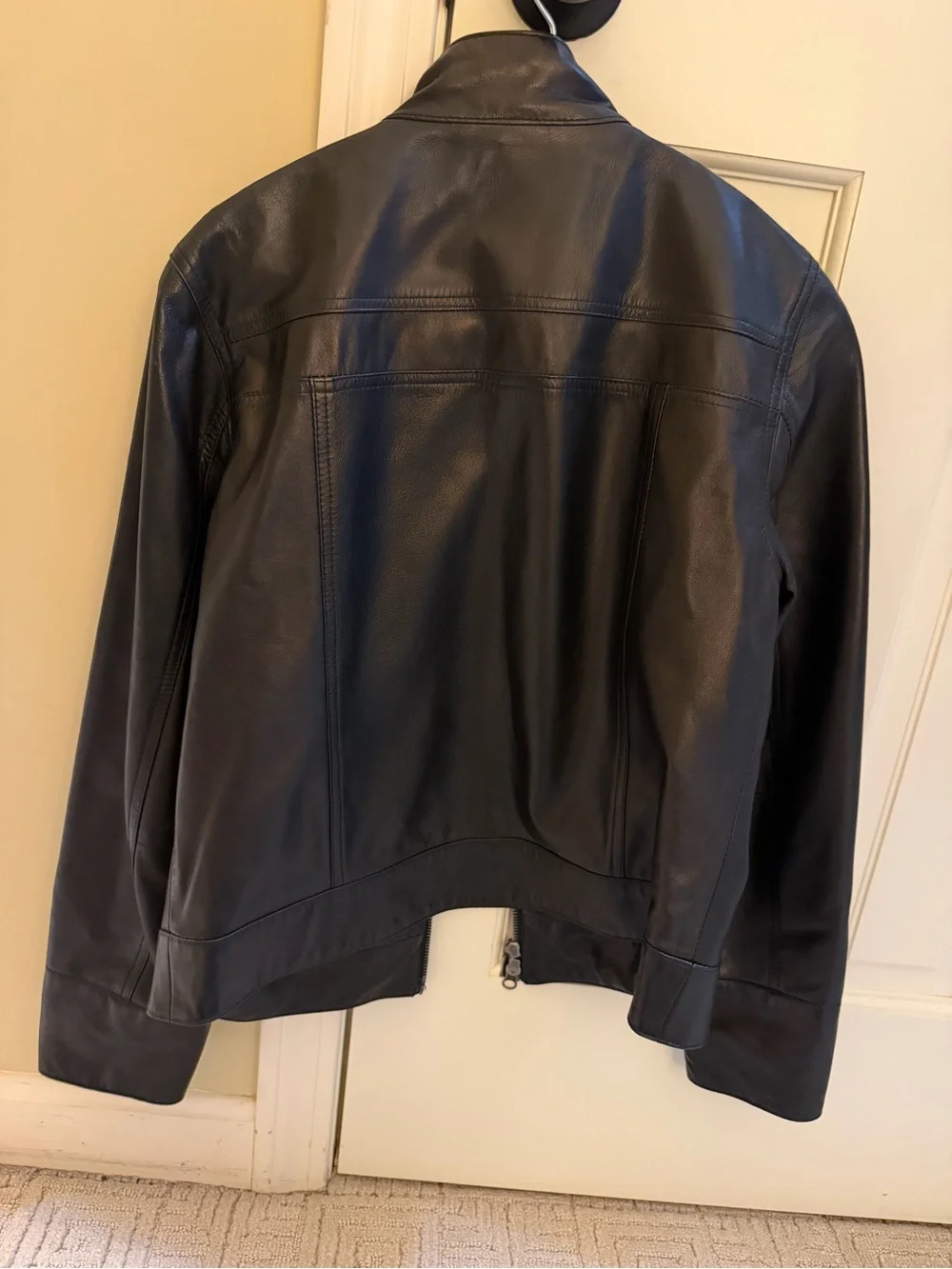 Burberry Black Leather Zip-Up Jacket - Picture 5 of 5